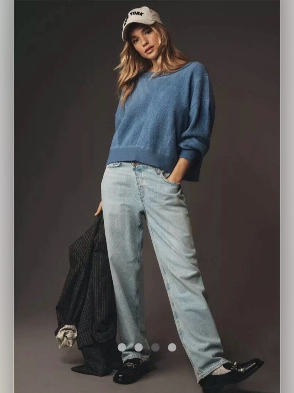 Daily Practice Anthropologie Long-Sleeve Pullover Cross Back Blue Top Medium - Picture 3 of 6